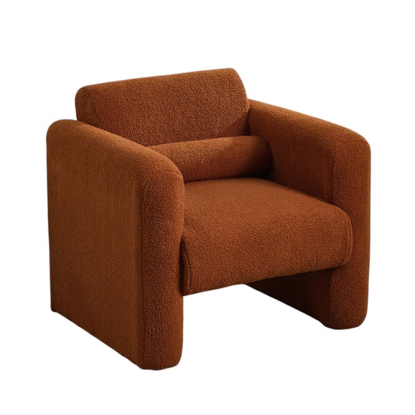 HomeRoots 31" Burnt Orange Boucle Arm Chair with Lumbar Pillow - Modern Accent for Living Room Comfort & Style 653116