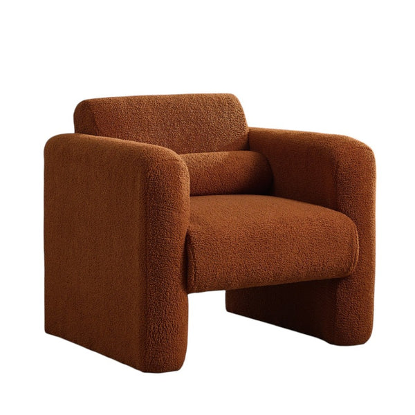 HomeRoots 31" Burnt Orange Boucle Arm Chair with Lumbar Pillow - Modern Accent for Living Room Comfort & Style 653116