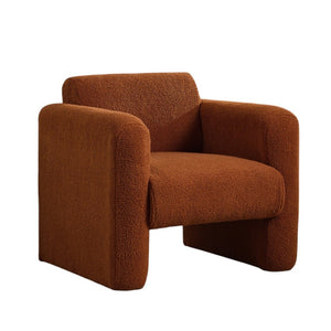 HomeRoots 31" Burnt Orange Boucle Arm Chair with Lumbar Pillow - Modern Accent for Living Room Comfort & Style 653116