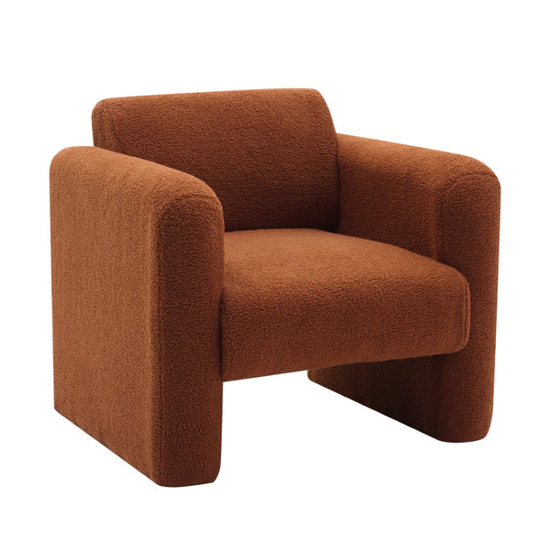 HomeRoots 31" Burnt Orange Boucle Arm Chair with Lumbar Pillow - Modern Accent for Living Room Comfort & Style 653116