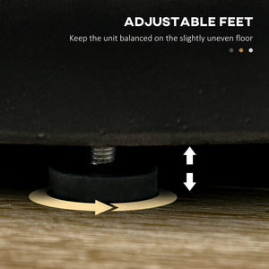 English Elm HOMCOM Modern Round 32" Coffee Table with Wood Grain Top and Black Metal Frame, Durable & Versatile Dark Gray W2225P217446