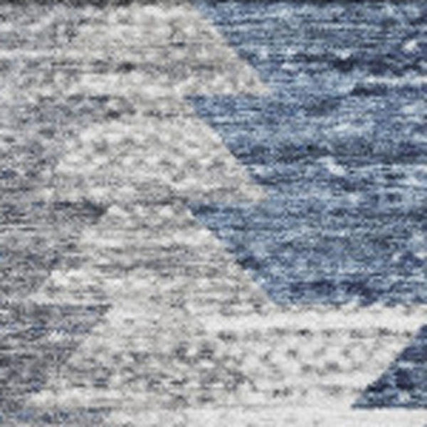 HomeRoots 5' X 8' Versatile Blue Ivory Gray Geometric Washable Area Rug – UV Protected, Durable & Stylish! 653124