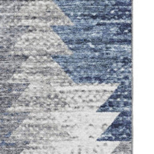 HomeRoots 5' X 8' Versatile Blue Ivory Gray Geometric Washable Area Rug – UV Protected, Durable & Stylish! 653124