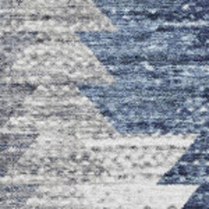 HomeRoots 8' X 10' Modern Blue Ivory Gray Geometric Washable Area Rug - Durable, UV Protected, Easy Care! 653126