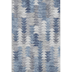 HomeRoots 9' X 12' Blue Ivory and Gray Geometric Area Rug - Washable, UV-Protected, Stylish & Durable Design 653127