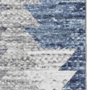 HomeRoots 10' X 14' Stylish Blue Ivory Gray Geometric Washable Area Rug with UV Protection for Modern Homes 653128