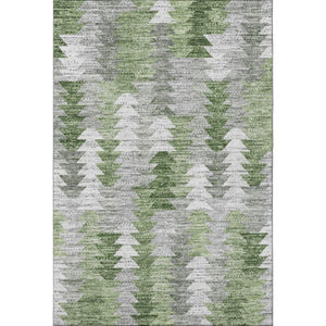 HomeRoots 5' X 8' Washable Geometric Area Rug in Green, Ivory & Gray - UV Protected, Pet-Friendly & Stylish 653130