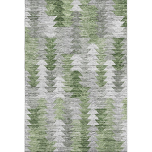HomeRoots 8' X 10' Stylish Green, Ivory & Gray Geometric Washable Area Rug with UV Protection for Homes 653132