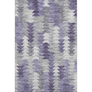 HomeRoots 8' X 10' Washable Purple, Ivory & Gray Geometric Area Rug with UV Protection for Active Homes 653138