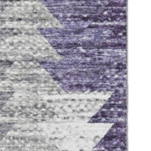 HomeRoots 8' X 10' Washable Purple, Ivory & Gray Geometric Area Rug with UV Protection for Active Homes 653138