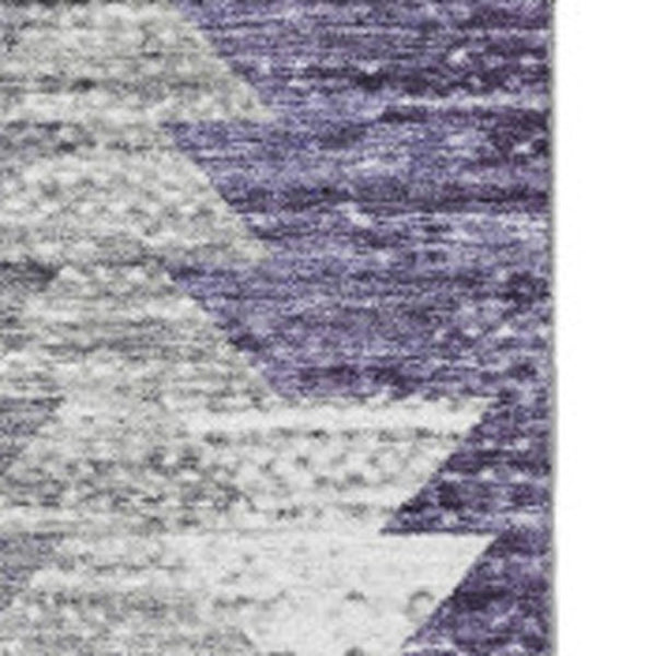 HomeRoots 8' X 10' Washable Purple, Ivory & Gray Geometric Area Rug with UV Protection for Active Homes 653138