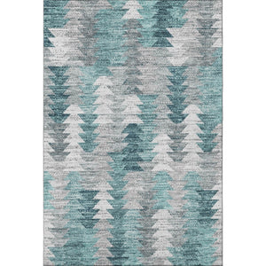 HomeRoots 8' X 10' Teal Ivory Gray Geometric Washable Area Rug - Durable, Stylish, UV Protected for Busy Homes 653144
