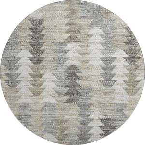 HomeRoots 8' Modern Geometric Washable Round Rug in Taupe, Ivory & Gray – Durable, UV Protected & Stylish 653149
