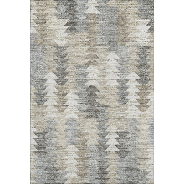 HomeRoots 8' X 10' Washable Geometric Area Rug in Taupe, Ivory & Gray – Durable, UV-Protected & Stylish Design 653150