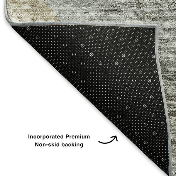 HomeRoots 8' X 10' Washable Geometric Area Rug in Taupe, Ivory & Gray – Durable, UV-Protected & Stylish Design 653150