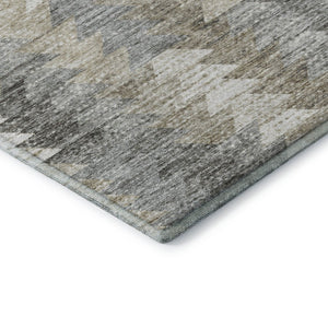 HomeRoots 8' X 10' Washable Geometric Area Rug in Taupe, Ivory & Gray – Durable, UV-Protected & Stylish Design 653150