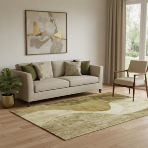 HomeRoots 5' X 8' Brown And Beige Abstract Area Rug – Durable, Washable, UV Protected, Perfect for Any Room! 653154