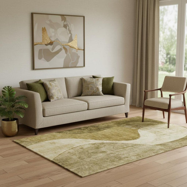 HomeRoots 5' X 8' Brown And Beige Abstract Area Rug – Durable, Washable, UV Protected, Perfect for Any Room! 653154