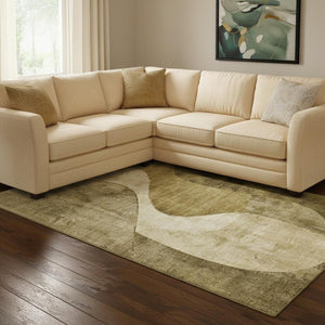HomeRoots 8' X 10' Versatile Brown & Beige Abstract Area Rug – Washable, UV Protected & Stain Resistant Design 653156