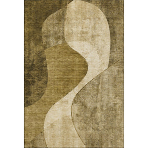HomeRoots 9' X 12' Brown & Beige Abstract Washable Area Rug - Stain Resistant, UV Protected & Pet-Friendly Decor 653157