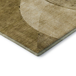 HomeRoots 9' X 12' Brown & Beige Abstract Washable Area Rug - Stain Resistant, UV Protected & Pet-Friendly Decor 653157