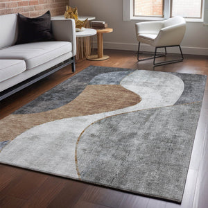 HomeRoots 8' X 10' Modern Abstract Washable Area Rug with UV Protection - Durable, Stylish & Family-Friendly! 653168