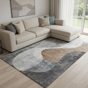 HomeRoots 8' X 10' Modern Abstract Washable Area Rug with UV Protection - Durable, Stylish & Family-Friendly! 653168