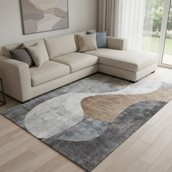 HomeRoots 8' X 10' Modern Abstract Washable Area Rug with UV Protection - Durable, Stylish & Family-Friendly! 653168
