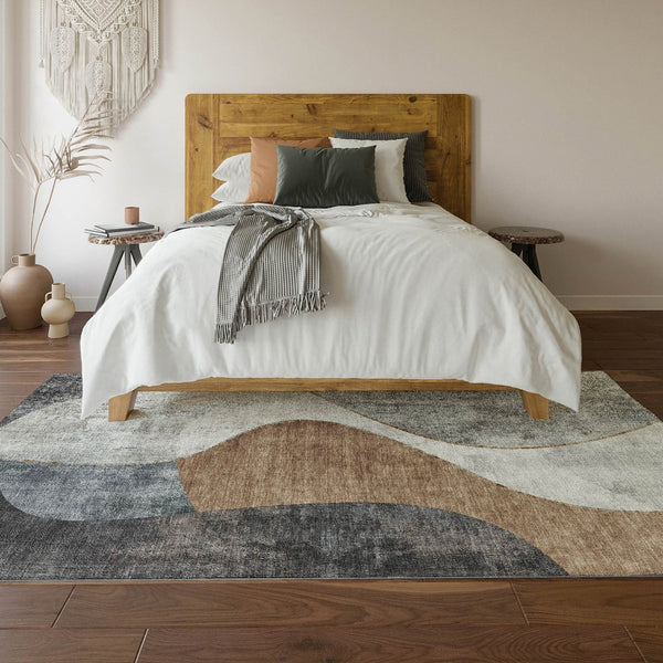 HomeRoots 8' X 10' Modern Abstract Washable Area Rug with UV Protection - Durable, Stylish & Family-Friendly! 653168