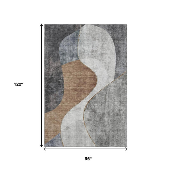 HomeRoots 8' X 10' Modern Abstract Washable Area Rug with UV Protection - Durable, Stylish & Family-Friendly! 653168