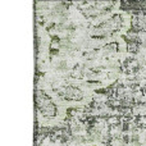 HomeRoots 10' X 14' Artichoke Green Washable Floral Area Rug with UV Protection for High-Traffic Spaces 653176