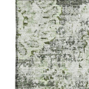HomeRoots 10' X 14' Artichoke Green Washable Floral Area Rug with UV Protection for High-Traffic Spaces 653176