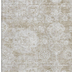 HomeRoots 5' X 8' Beige and Ivory Floral Area Rug - Washable, Stain Resistant, UV Protected for Busy Homes 653178