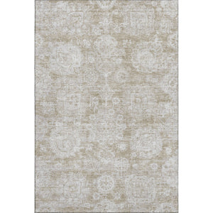 HomeRoots 8' X 10' Beige and Ivory Floral Area Rug - Washable, UV-Protected for Durable Everyday Elegance 653180