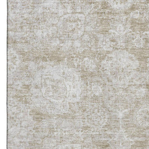 HomeRoots 9' X 12' Beige Floral Area Rug - Washable, UV Protected & Stain Resistant for Family-Friendly Homes 653181