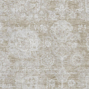 HomeRoots 10' X 14' Beige and Ivory Floral Area Rug - Washable, UV Protected, Stain Resistant for Family Homes 653182