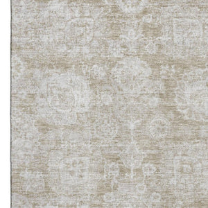 HomeRoots 10' X 14' Beige and Ivory Floral Area Rug - Washable, UV Protected, Stain Resistant for Family Homes 653182