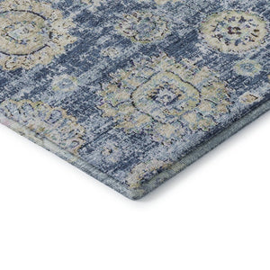 HomeRoots 10' X 14' Blue Ivory Gold Floral Area Rug - Durable, Washable & UV Protected for Stylish Homes 653188