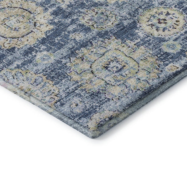 HomeRoots 10' X 14' Blue Ivory Gold Floral Area Rug - Durable, Washable & UV Protected for Stylish Homes 653188