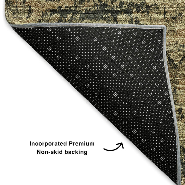 HomeRoots 8' X 10' Charcoal & Brown Floral Area Rug - Stain-Resistant, UV Protected, Easy-Care Design for Home 653192