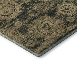 HomeRoots 8' X 10' Charcoal & Brown Floral Area Rug - Stain-Resistant, UV Protected, Easy-Care Design for Home 653192