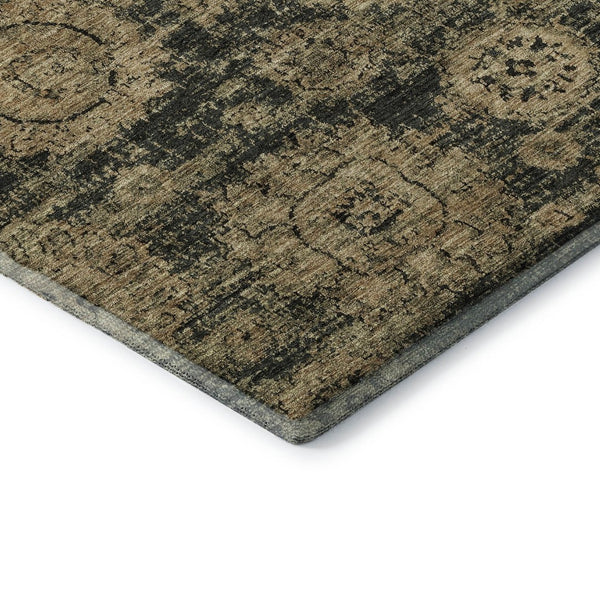 HomeRoots 8' X 10' Charcoal & Brown Floral Area Rug - Stain-Resistant, UV Protected, Easy-Care Design for Home 653192