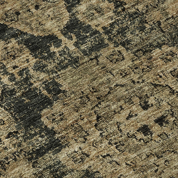 HomeRoots 8' X 10' Charcoal & Brown Floral Area Rug - Stain-Resistant, UV Protected, Easy-Care Design for Home 653192