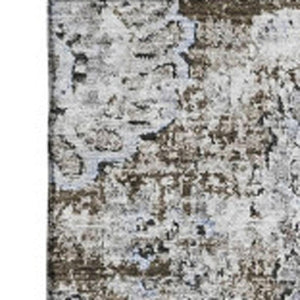HomeRoots 5' X 8' Chocolate Floral Area Rug - Washable, Stain-Resistant & UV Protected for Family Spaces 653196