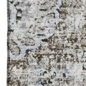 HomeRoots 8' X 10' Floral Washable Area Rug in Chocolate & Ivory – Stain-Resistant, UV-Protected & Durable Design 653198