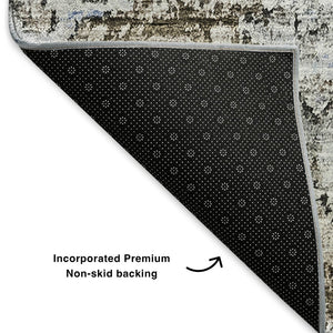 HomeRoots 9' x 12' Chocolate & Ivory Floral Area Rug - Washable, Stain-Resistant, UV Protected for Durability 653199