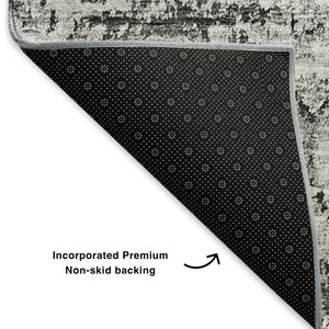 HomeRoots 10' Gray and Ivory Floral Area Rug - Washable, UV Protected, Durable for High-Traffic Spaces 653206