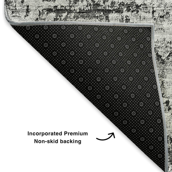 HomeRoots 10' Gray and Ivory Floral Area Rug - Washable, UV Protected, Durable for High-Traffic Spaces 653206