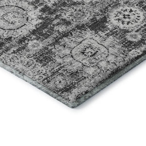 HomeRoots 10' Gray and Ivory Floral Area Rug - Washable, UV Protected, Durable for High-Traffic Spaces 653206