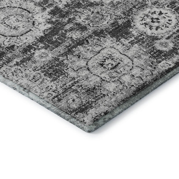 HomeRoots 10' Gray and Ivory Floral Area Rug - Washable, UV Protected, Durable for High-Traffic Spaces 653206